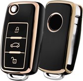 Volkswagen, Seat, Skoda Étui à clé de voiture Étui à clé en TPU durable - Couverture de clé de voiture - Couverture de clé de voiture -noir-or- A3 - Gadgets Accessoires de vêtements pour bébé de voiture
