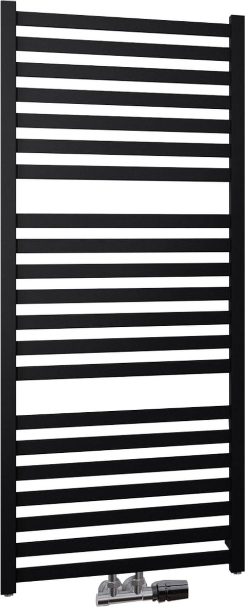 Ben Leros Handdoekradiator - 550W - 50x120 cm - Mat Zwart - Verwarming Badkamer - Handdoekrek Radiator