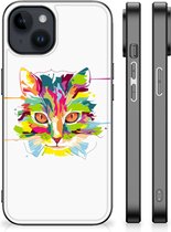 GSM Hoesje Geschikt voor iPhone 15 Plus Mobiel TPU Hardcase met Zwarte rand Cat Color