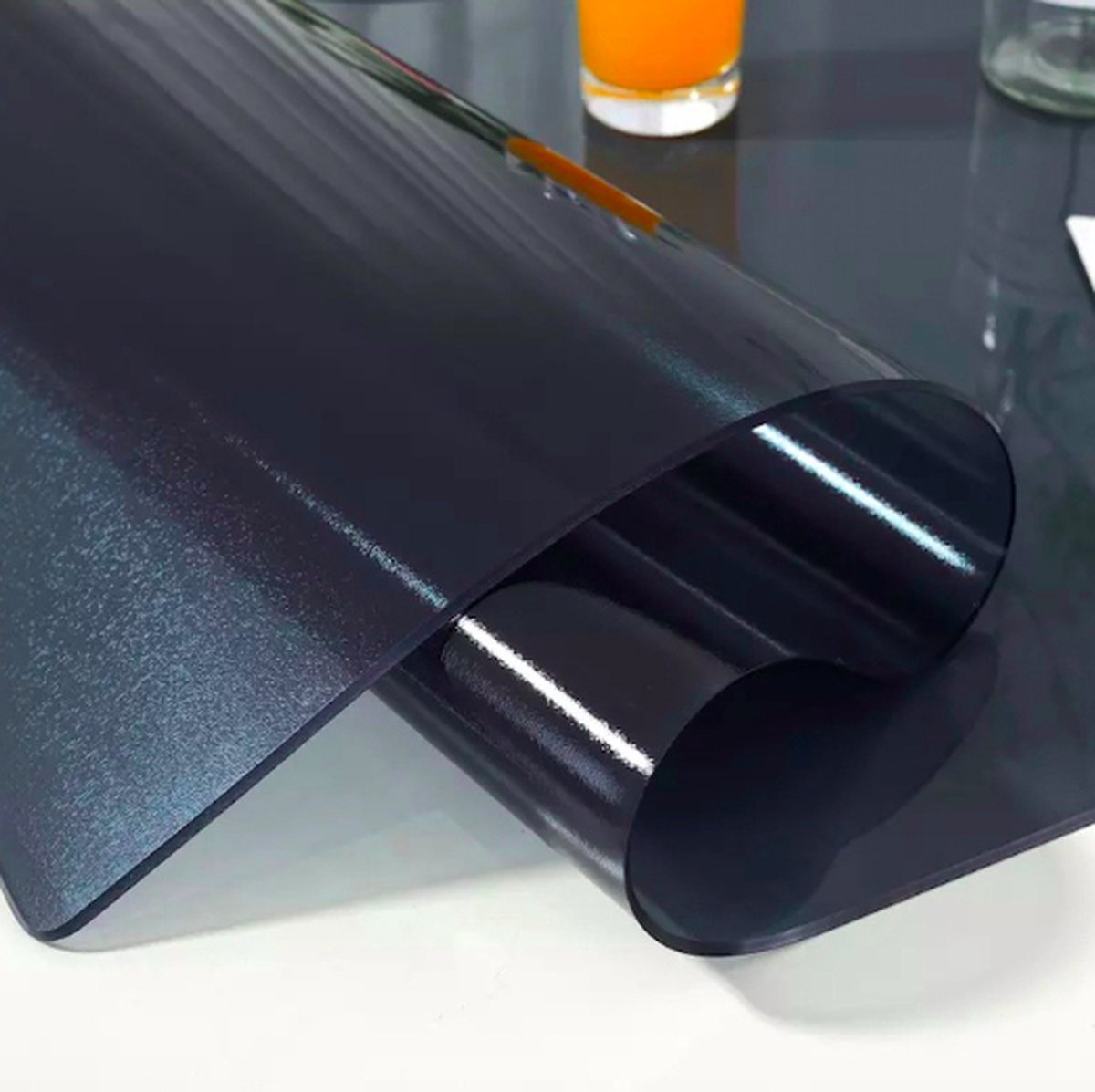 Tafelbeschermer zwart 130cm rond/doorsnede/diameter/ - dik tafelzeil (opgerold verzonden) - Dik tafelzeil 2mm