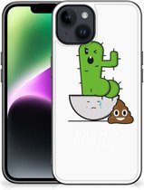 Smartphone Hoesje Geschikt voor iPhone 15 Beschermhoesje met Zwarte rand Cactus Poo