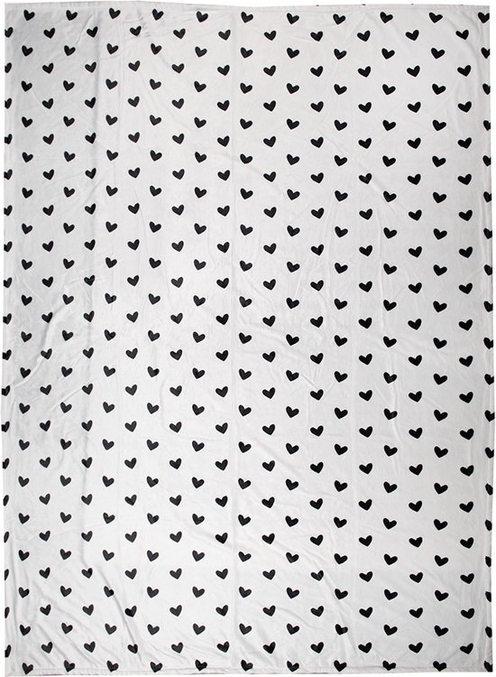 Clayre & Eef Plaid 130x170 cm Wit Zwart Polyester Deken