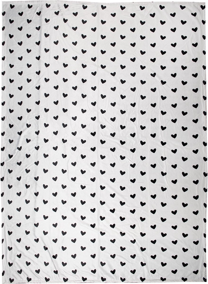 Clayre & Eef Plaid 130x170 cm Wit Zwart Polyester