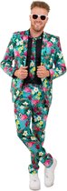 PartyXplosion - Hawaii & Carribean & Tropisch Kostuum - Tropische Flora En Fauna Hawaii 3delig - Man - Groen, Roze - Maat 46 - Carnavalskleding - Verkleedkleding
