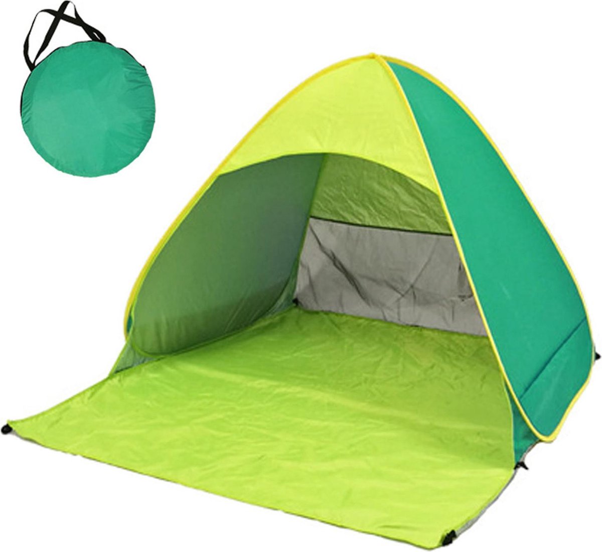 RAMBUX® - Pop Up Tent met Gordijnen - Aqua Blauw - Strandtent - 2/3 Persoons - UV en Wind Werend - Festival Tent - Windscherm Speeltent - Schaduwdoek - 200 x 165 x 130 cm