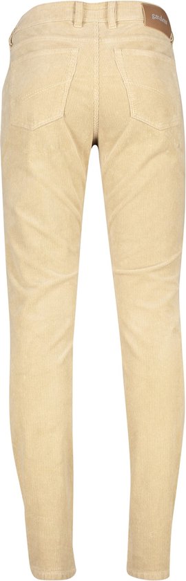 Achterkant van een beige corduroy broek voor heren met Gardeur logo.