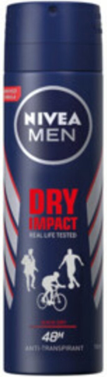 NIVEA Men - Deodorant Spray Dry Impact - 3 x 150 ml - Voordeelverpakking