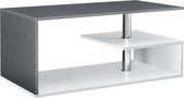 Salontafel Lupita - 90x50x41cm - Wit en Donkergrijs - Spaanplaat - Modern design