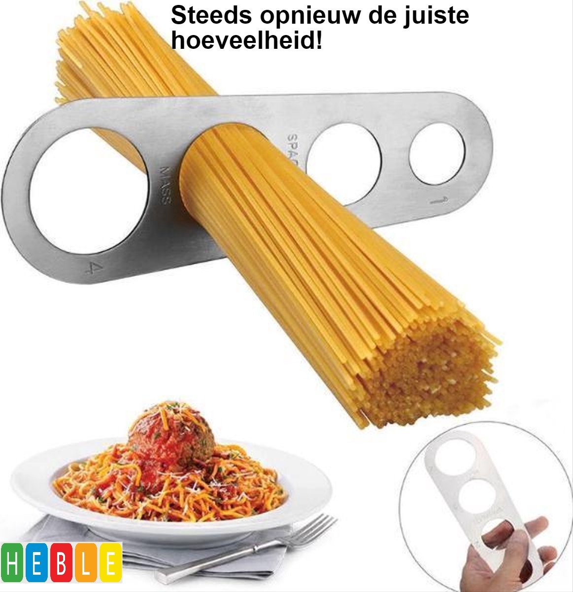 RVS Spaghetti-Portiemeter / Spaghettimeter - van Heble® - Heble®