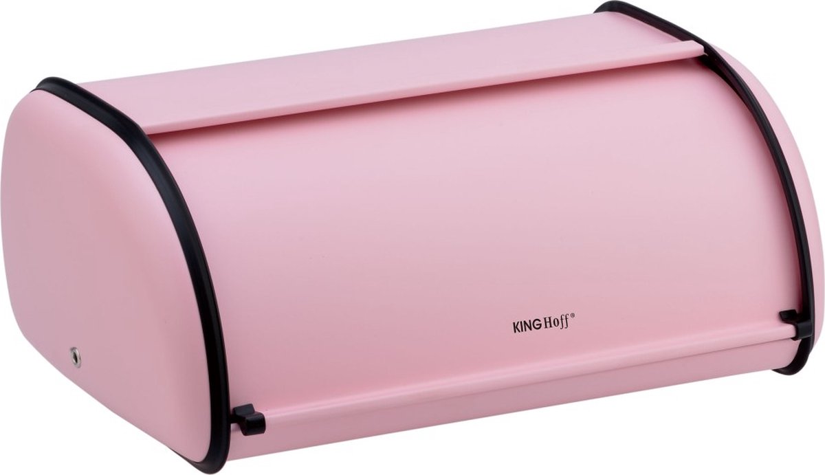 Kinghoff 1756 - Kleine Broodtrommel - RVS - Roze - Retro - 36x24x15 cm
