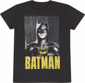 T-Shirt met Korte Mouwen Batman Keaton Batman Zwart Uniseks - L