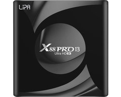 Lipa X88 Pro 13 Android Tv Box 4-64 GB Android 13 - Mediaplayer voor tv - media streamer - Tv box Android - Mediaplayer Met Kodi, Netflix en Playstore-8K decoder - Apps via Playstore en internet - Wifi en ethernet - Dolby geluid - Bluetooth