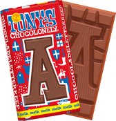Tony's Chocolonely Chocolade Letter A - Melkchocolade Reep - Sinterklaas Cadeau - Schoencadeautje Sint - Fairtrade Belgische Chocolade - 180 Gram