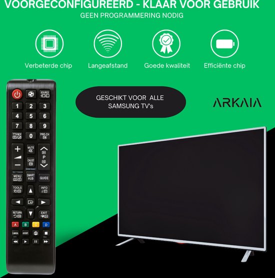 Universele Samsung TV afstandsbediening - Geschikt voor alle Samsung televisies - ARKAIA