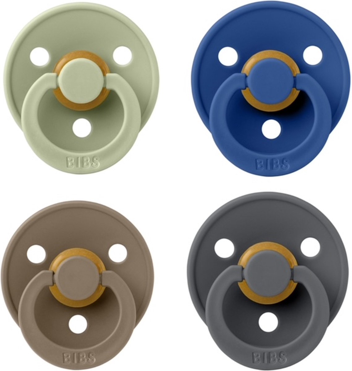 Goedkoopste Bibs fopspeen 6-18 maand set 4 stuks Sage,Cornflower,Dark Oak en Iron maat 2