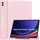 Case2go - Tablet hoes geschikt voor Samsung Galaxy Tab S9 Plus (2023) - Tri-fold Case - Met Pencilhouder - Roze