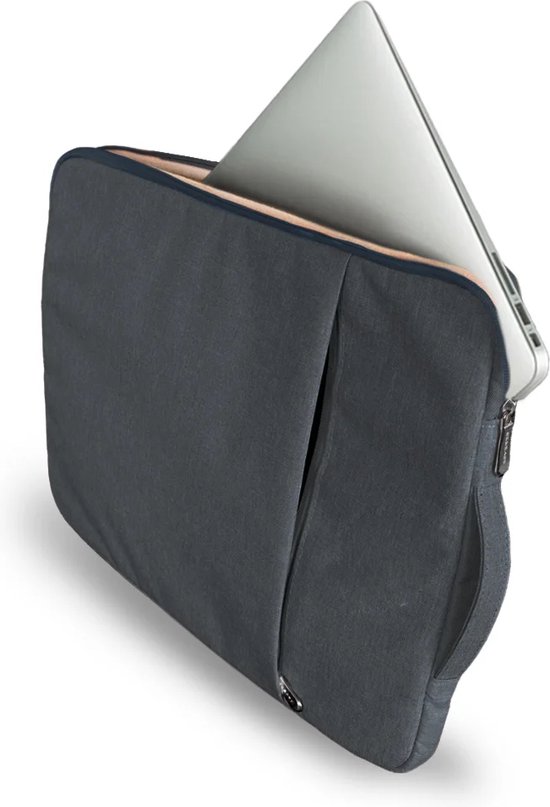 Housse pour ordinateur portable de luxe Coverzs 14 pouces et 15,6 pouces (bleu foncé) - convient pour ordinateur portable 14 pouces et ordinateur portable 15,6 pouces - Housse Macbook avec fermeture éclair - Housse hydrofuge avec poignée