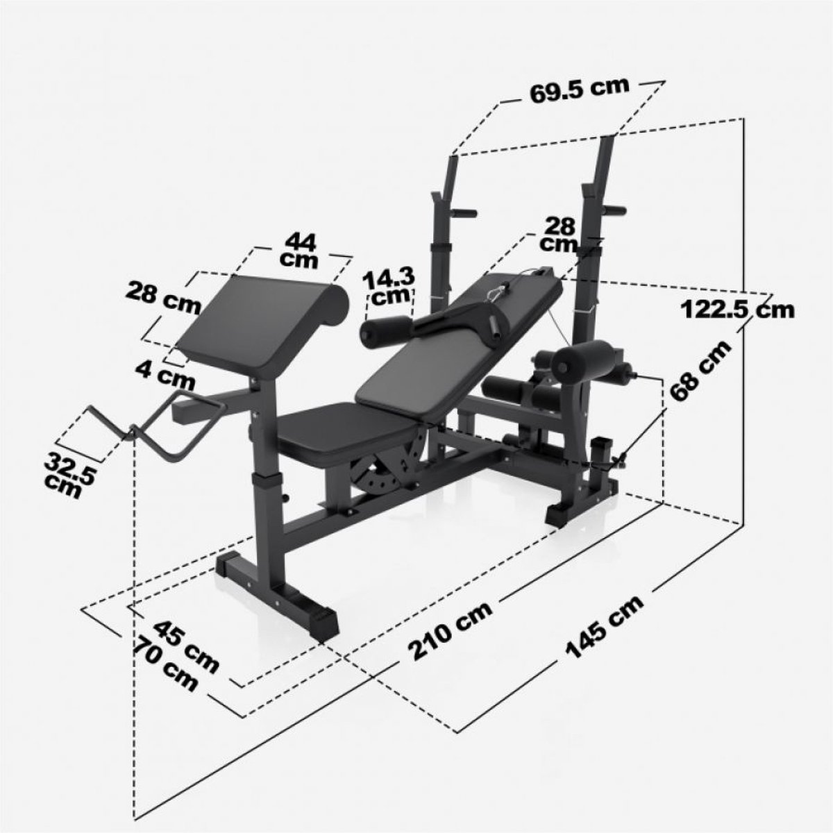 GORILLA SPORTS® Multifonction Banc de Musculation - Réglable, Max. 280kg,  Noir/Blanc - Banc d'Haltérophilie, Multifonction, pour Complet du Corps,  Entraînement, Abdominaux, Fitness, Gym Équipement : : Sports et  Loisirs