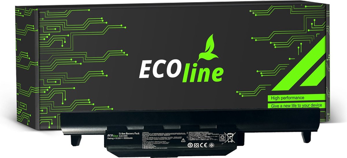 EcoLine - A32-K55 A33-K55 Batterij Geschikt voor de Asus A32-K55 A45 A55 K45 K55 K75 / 11.1V 4400mAh.