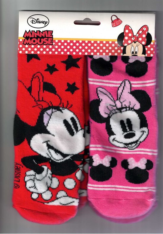 Minnie Mouse - 2 paar sokken Minnie Mouse Antislip - meisjes- maat 27/30 - huissokken