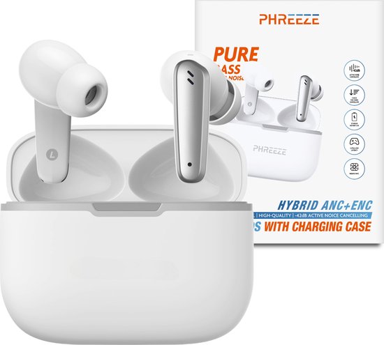 Draadloze Oordopjes Noise Cancelling - Bluetooth Oordopjes - Draadloze oortjes - Oortjes draadloos - Wit