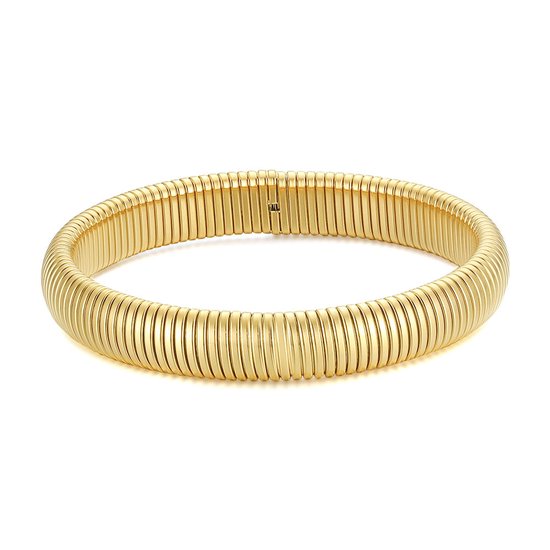 Twice As Nice Armband in goudkleurig edelstaal, bangle gestreept 19 cm