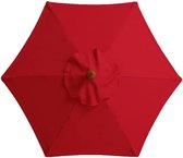 Vervangend dekzeil voor buitenparasols, vervangingshoes voor tuinparasol, buitenruimte, parasolhoes voor tuin, parasol (rood, 3 meter 6 ribben)