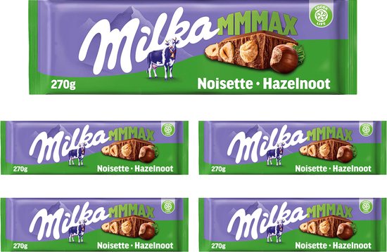 Tablettes de chocolat Milka MMMax - chocolat au lait noisette entière -  270g x 5