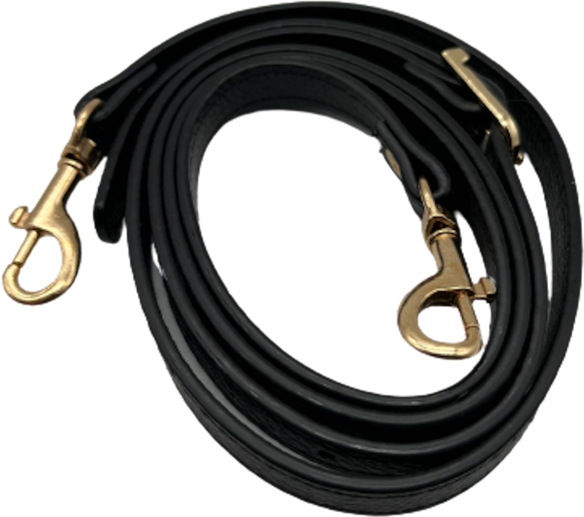 FIFO Verstelbare Modieuze Kunst Leren Schouderriem Tas – Zwart/Goudkleurig – Schouderband – Leren Tassen riem – Fashion – Leer – Losse riem – Losse band – Tassen band – Tassen hengsel