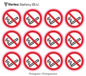 Vertex Mini Pictogram Verboden te roken - 3 cm rond - 12 stuks per vel