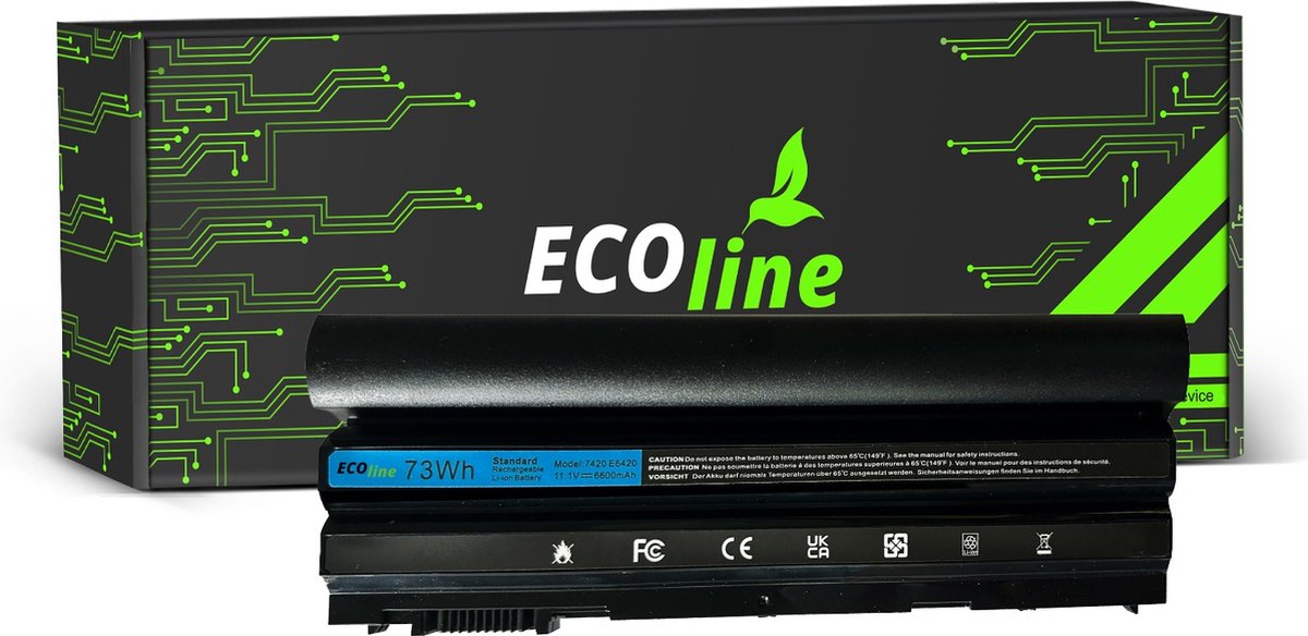 EcoLine - 8858X T54FJ Batterij Geschikt voor de Dell Latitude E5520 E6420 E6520 E6530 (achterkant) / 11.1V 6600mAh.