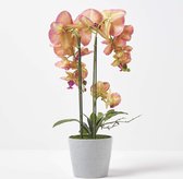 Grande orchidée artificielle en pot, grande orchidée artificielle avec fleurs percicles, orchidée décorative Phalaenopsis en pot en céramique grise, fleurs artificielles, 58 cm de haut