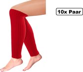10x Paar Beenwarmers Milano rood - Thema feest party disco festival partyfeest optocht