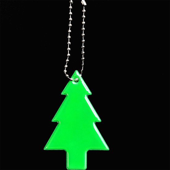 Reflecterende sleutelhanger - 1 stuks - Kerstboom - Groen