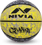 Nivia Graffiti Basketbal Voor volwassenen (Zwart/Geel) Maat - 7