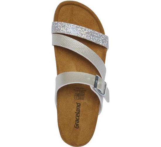 Graceland Dames Gouden metallic slipper leren voetbed - Maat 41 | bol.com