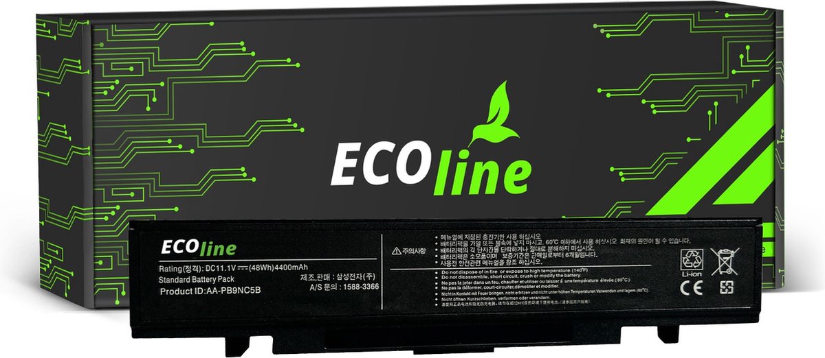 EcoLine - AA-PB9NC6B AA-PB9NS6B Batterij Geschikt voor de Samsung R519 R522 R530 R540 R580 R620 R719 R780 (zwart) / 11.1V 4400mAh.