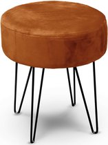 Unique Living Kruk Davy - velvet - bruin - metaal/stof - D35 x H40 cm