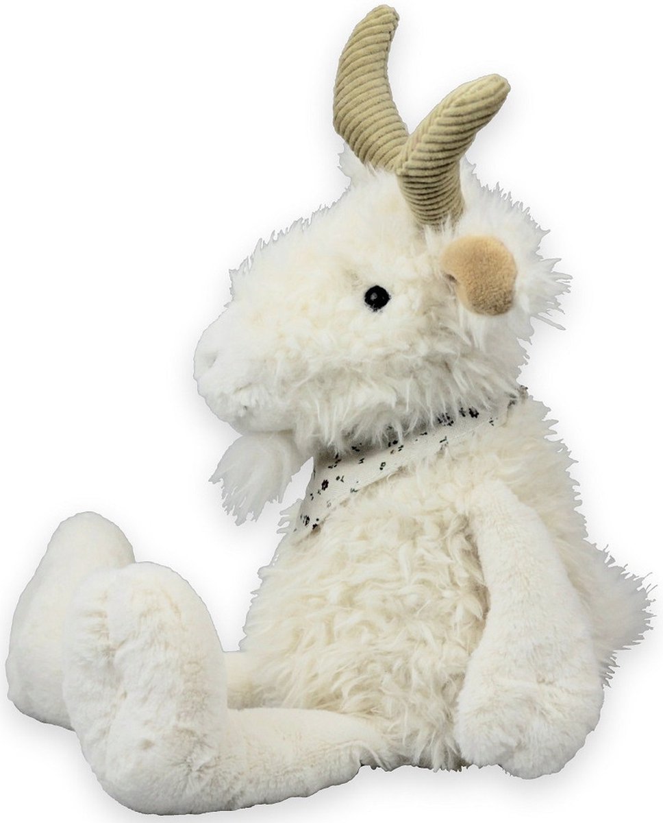 Imware geiten Knuffel - wit - zittend - 19 cm - geit knuffeldier - pluche