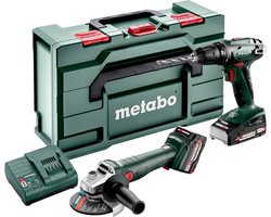 Metabo Comboset 2.4.3 18V Li-Ion accu boor-/schroefmachine (BS 18) & haakse slijper (W 18 LTX) combiset (1 x 2.0Ah accu + 1 x 4.0Ah accu) in koffer