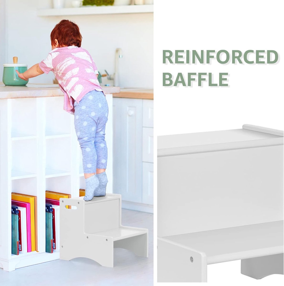 PRETYZOOM Tabouret Bas En Bois Massif - Escabeau Compact Pour Enfants, Cuisine Et Salle De Bain