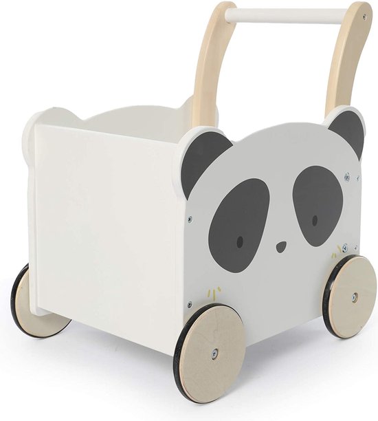 Poussette pour enfants en bois, bébé panda, aide à la marche avec espace de  rangement... | bol.com