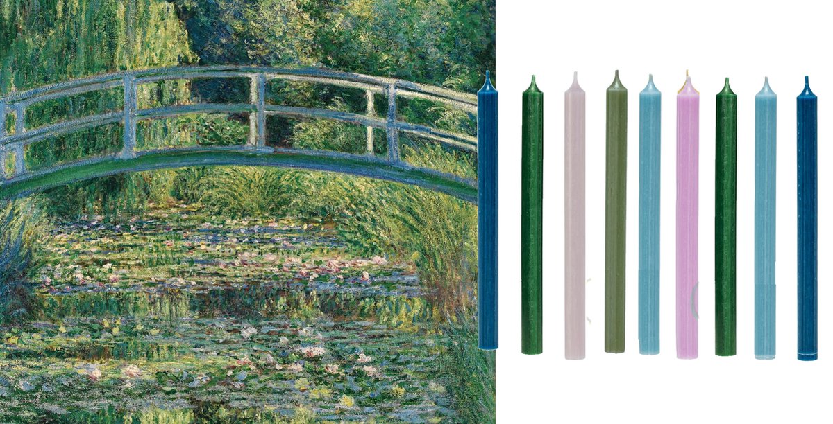 Cactula set van 9 kwaliteits lange dinerkaarsen geinspireerd op het schilderij van Monet - kaars - kunst