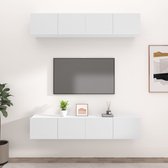 The Living Store Tv-meubel set - - Tv-meubel - 80 x 30 x 30 cm - Wandgemonteerd - Stevig bewerkt hout