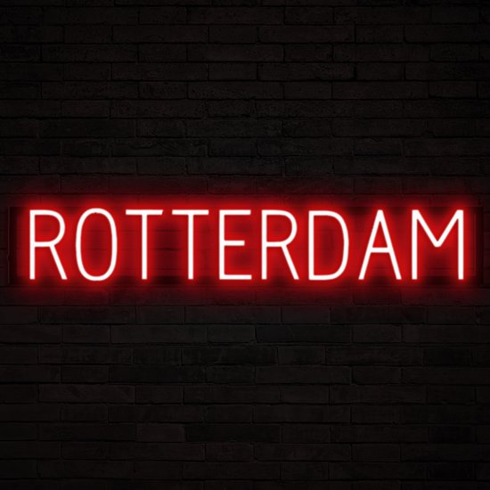 ROTTERDAM - Lichtreclame Neon LED bord verlicht | SpellBrite | 92,74 x 16 cm | 6 Dimstanden - 8 Lichtanimaties | Reclamebord neon verlichting