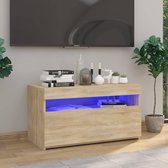 The Living Store TV-meubel Sonoma Eiken - 75x35x40 cm - LED-verlichting