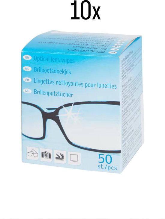 Lingettes pour lunettes - Humides - Sans traces - Multifonctions - Jetable  - 500 pièces | bol