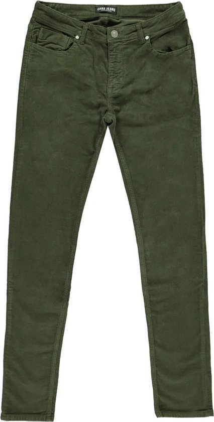 Legergroene corduroy spijkerbroek van Cars Jeans, voorkant.