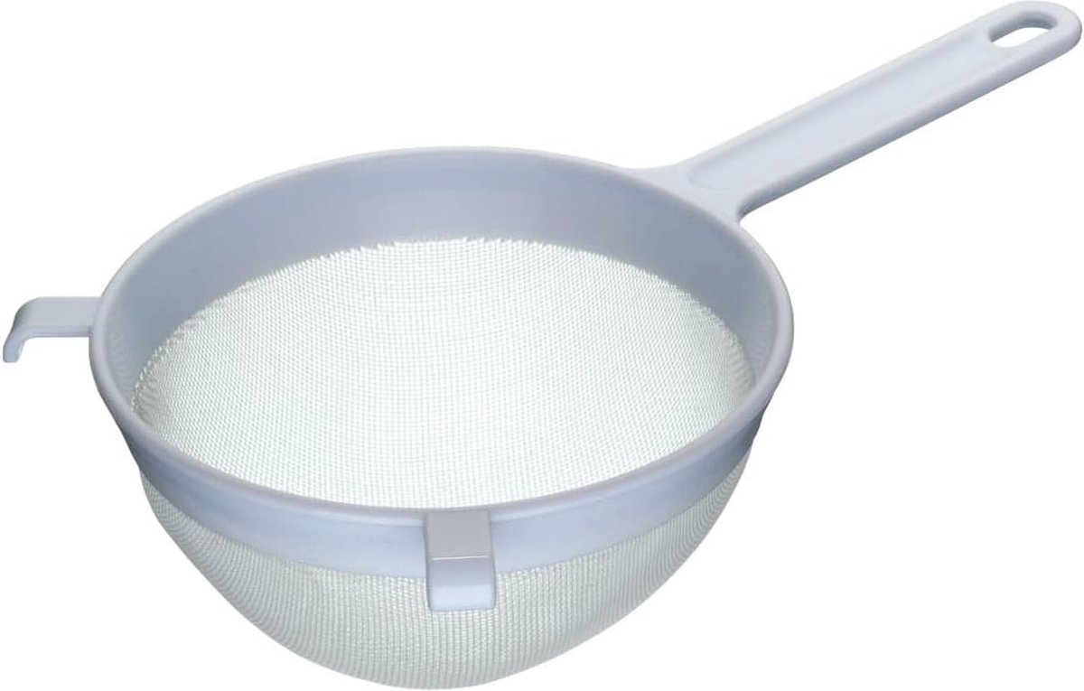 Plastic Zeef 18cm, Groot met Hittebestendig Nylon Mesh, Wit