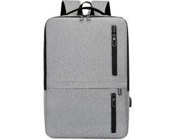 Rugzak & laptoptas - Grijs- rugtas -Geschikt voor laptop - laptopvak - laptoptassen Anti Diefstal Waterdicht- voor dames, heren, jongens en meisjes - Inclusief Usb Oplaadstation - grijs